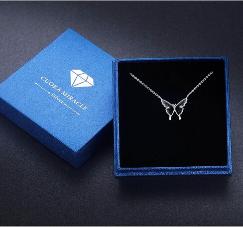 CUOKA MIRACLE Opal Butterfly Necklace for Women 925 Sterling Silver Dainty Cute Butterfly Charm Jewelry Delicate Pendant Butterfly Necklace Birthday Christmas Gift for Wife Girlfriend Mom Teen in Kuwait