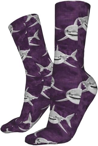 جوارب أوتوز للرجال رياضية على شكل قرش أبيض رائع قرش قرش قرش أبيض قرش أرجواني جوارب الجري للرجال والنساء جوارب قطن, أسود, One Size in Kuwait