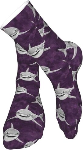 جوارب أوتوز للرجال رياضية على شكل قرش أبيض رائع قرش قرش قرش أبيض قرش أرجواني جوارب الجري للرجال والنساء جوارب قطن, أسود, One Size in Kuwait