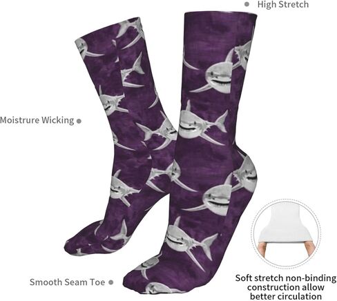 جوارب أوتوز للرجال رياضية على شكل قرش أبيض رائع قرش قرش قرش أبيض قرش أرجواني جوارب الجري للرجال والنساء جوارب قطن, أسود, One Size in Kuwait