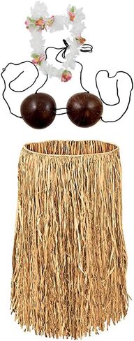 طقم زي تنكري وتنورة عشب هاواي مع حمالة صدر جوز الهند وزهرة لي in Kuwait