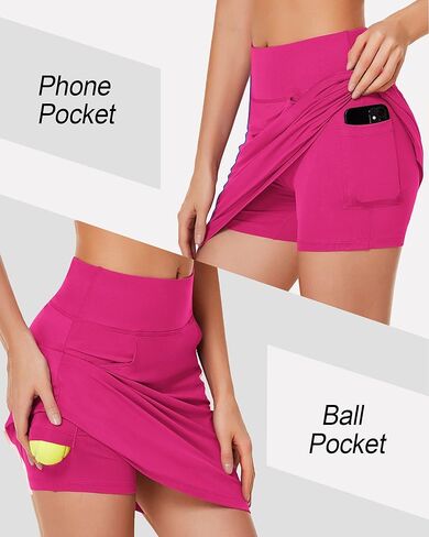 تنانير رياضية للسيدات من COOrun مع جيوب بطول الركبة، شورت مدمج، تنورة غير رسمية لتمارين الجولف والتنس in Kuwait