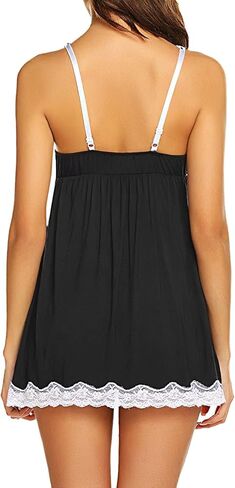 فستان بيبي دول لانجيري نسائي من Aossfre برقبة على شكل حرف V من الدانتيل وقميص كامل الانزلاق in Kuwait