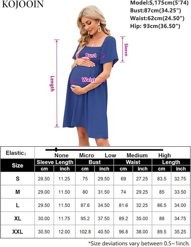 KOJOOIN Maternity Dress Summer Women Tie Back Square Neck Puff Sleeve Off Shoulder Pregnancy Baby Shower Dress in Saudi Arabia
