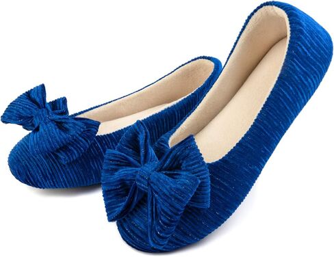 شبشب راقصة الباليه خفيف الوزن للسيدات من ULTRAIDEAS مع عقدة على شكل فيونكة، حذاء منزلي من الإسفنج الذكي الناعم مع نعل مطاطي مانع للانزلاق للاستخدام الداخلي والخارجي in Kuwait