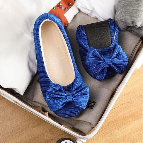 شبشب راقصة الباليه خفيف الوزن للسيدات من ULTRAIDEAS مع عقدة على شكل فيونكة، حذاء منزلي من الإسفنج الذكي الناعم مع نعل مطاطي مانع للانزلاق للاستخدام الداخلي والخارجي in Kuwait