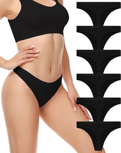 LEVAO سيور سلس للنساء لا تظهر سراويل رفيعة تمتد لينة T-الظهر مثير الملابس الداخلية متعدد الألوان 6 حزمة S-XL in Kuwait