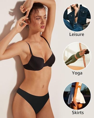 LEVAO سيور سلس للنساء لا تظهر سراويل رفيعة تمتد لينة T-الظهر مثير الملابس الداخلية متعدد الألوان 6 حزمة S-XL in Kuwait