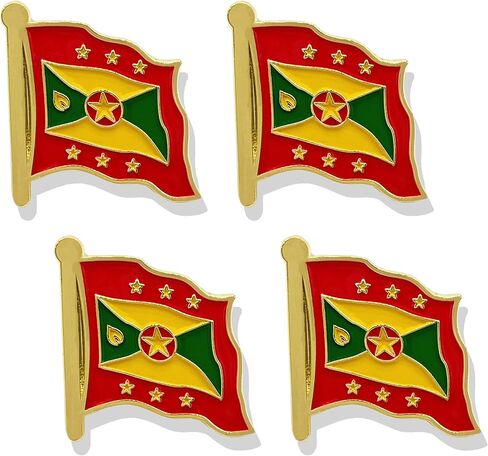 stidsds غرينادا دبوس العلم - دبابيس أعلام غرينادا طية صدر السترة علم غرينادا دبوس طية صدر السترة المينا الرجال النساء دعوى والتلويح شارة معدنية وطنية تذكارية قبعة حقائب الظهر الديكور (4 حزمة) in Saudi Arabia