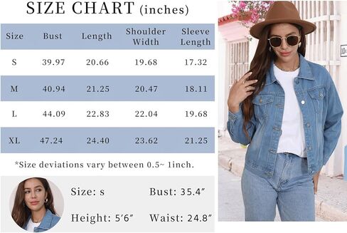 جاكيت FWAY للسيدات من قماش الدنيم المنقوش والمغسول، جاكيت جينز كلاسيكي قابل للتمدد للنساء in Kuwait