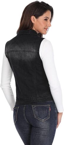 MISS MOLY Women’s Sleeveless Cotton Denim Vest Classic Washed Button Up Casual Jean Jacket w 2 Flap Pockets in Saudi Arabia