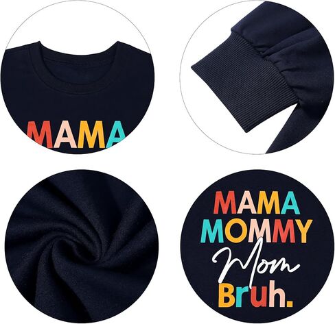 FASHGL ما ماما أمي بروه البلوز المرأة Crewneck المتضخم بلوزات عادية الأم هدية البلوز قميص طويل الأكمام in Kuwait