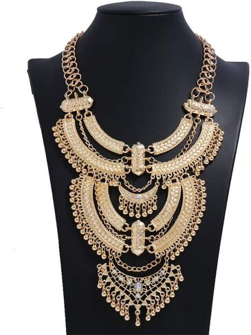 Ufraky Vintage Multilayer Ethnic Tribal Statement Choker Necklace Bohemian Indian Turkish Jewelry for Women in Kuwait