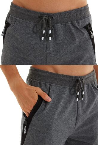 QPNGRP Mens Stretch Shorts Workout Drawstring Zipper Pockets Elastic Waist Darkgray in Kuwait