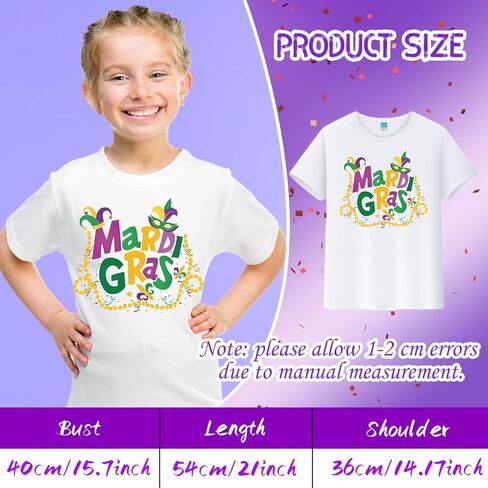 مجموعة إكسسوارات أزياء CAMDUCK 7 قطع للأطفال من Mardi Gras، تي شيرت Mardi Gras وعصابة رأس تنورة توتو وجوارب وقلادة من الخرز in Kuwait