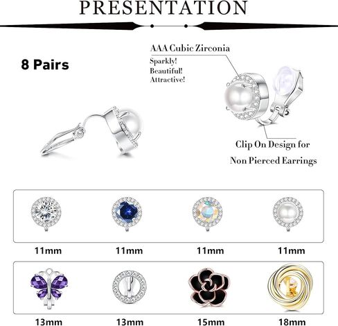 سيليمو 8 أزواج أقراط كليب للنساء أزياء مكعب زركونيا تشيكوسلوفاكيا كريستال المياه العذبة أقراط اللؤلؤ هيبوالرجينيك كليب على الأقراط والمجوهرات in Kuwait