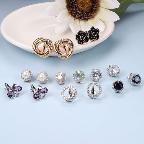 سيليمو 8 أزواج أقراط كليب للنساء أزياء مكعب زركونيا تشيكوسلوفاكيا كريستال المياه العذبة أقراط اللؤلؤ هيبوالرجينيك كليب على الأقراط والمجوهرات in Kuwait