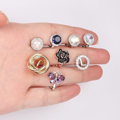 سيليمو 8 أزواج أقراط كليب للنساء أزياء مكعب زركونيا تشيكوسلوفاكيا كريستال المياه العذبة أقراط اللؤلؤ هيبوالرجينيك كليب على الأقراط والمجوهرات in Kuwait