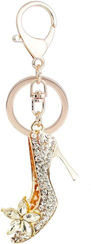 JIAHATE Fashion Rhinestone High-Heeled Shoe Keychain Ring Crystal Shoes Key Chain Women Charm Handbag Key Pendant Bag Jewelry in Kuwait