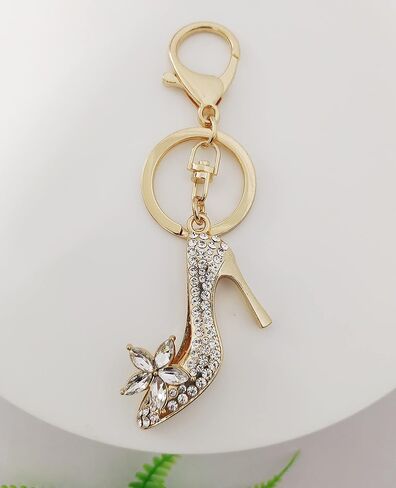 JIAHATE Fashion Rhinestone High-Heeled Shoe Keychain Ring Crystal Shoes Key Chain Women Charm Handbag Key Pendant Bag Jewelry in Kuwait