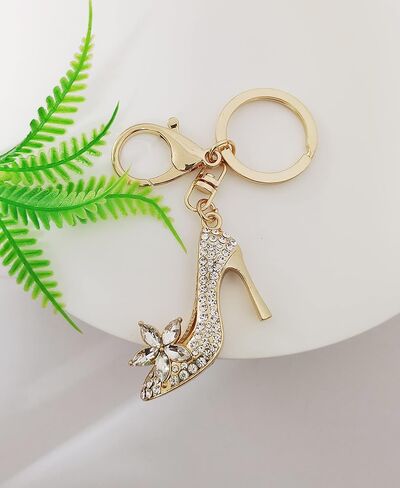 JIAHATE Fashion Rhinestone High-Heeled Shoe Keychain Ring Crystal Shoes Key Chain Women Charm Handbag Key Pendant Bag Jewelry in Kuwait