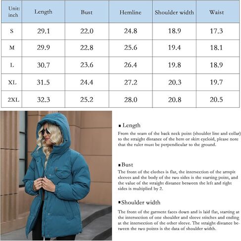 Bess We Women's Winter Puffer Jacket Long Quilted Lightweight Wrap Coat Hooded Padded Coat with Pocket in Kuwait