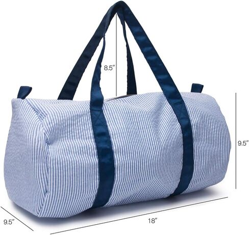 Kids Duffle Travel Bag, Seersucker Overnight Weekender Carry on Bag for Toddler Boys Girls, Lightweight Small Personal Items Bags (Navy) in Kuwait