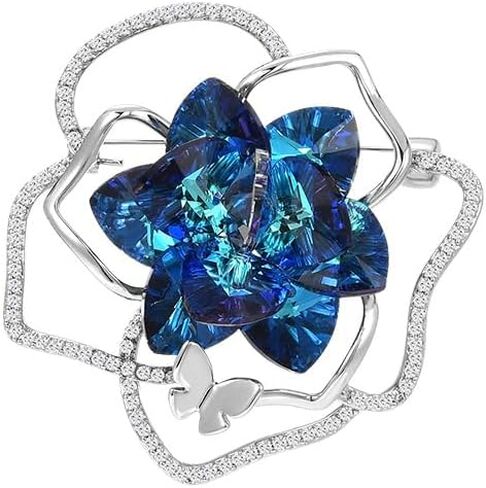 UNVAK Rhinestone Flower Brooch for Women Crystal Flower Brooches Pin Rhinestone Flower Lapel Pin Valentine's Day Mother's Day Gift for Wife Mother in Saudi Arabia