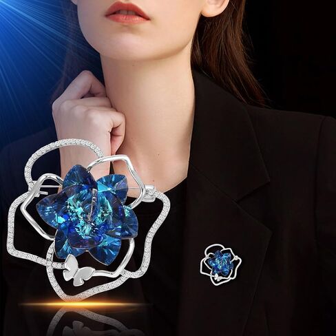 UNVAK Rhinestone Flower Brooch for Women Crystal Flower Brooches Pin Rhinestone Flower Lapel Pin Valentine's Day Mother's Day Gift for Wife Mother in Saudi Arabia