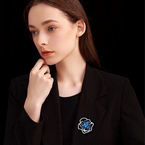 UNVAK Rhinestone Flower Brooch for Women Crystal Flower Brooches Pin Rhinestone Flower Lapel Pin Valentine's Day Mother's Day Gift for Wife Mother in Saudi Arabia