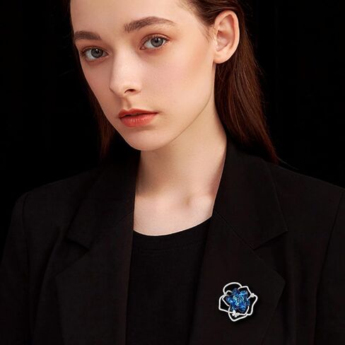 UNVAK Rhinestone Flower Brooch for Women Crystal Flower Brooches Pin Rhinestone Flower Lapel Pin Valentine's Day Mother's Day Gift for Wife Mother in Saudi Arabia