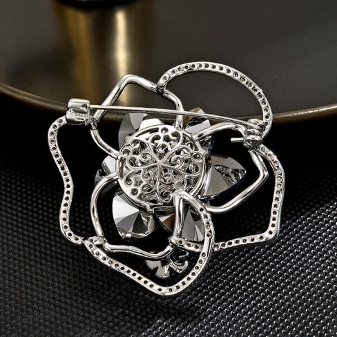 UNVAK Rhinestone Flower Brooch for Women Crystal Flower Brooches Pin Rhinestone Flower Lapel Pin Valentine's Day Mother's Day Gift for Wife Mother in Saudi Arabia