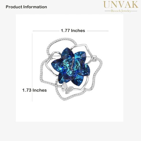UNVAK Rhinestone Flower Brooch for Women Crystal Flower Brooches Pin Rhinestone Flower Lapel Pin Valentine's Day Mother's Day Gift for Wife Mother in Saudi Arabia