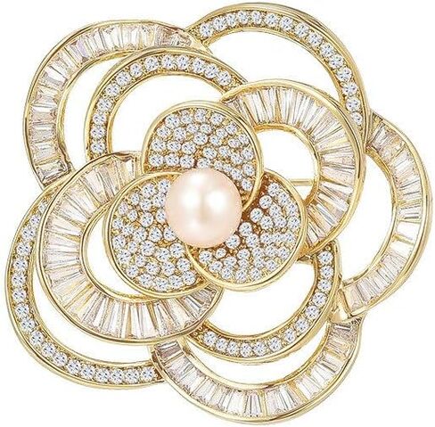 UNVAK Rhinestone Flower Brooch for Women Crystal Flower Brooches Pin Rhinestone Flower Lapel Pin Valentine's Day Mother's Day Gift for Wife Mother in Saudi Arabia