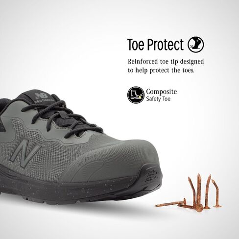 حذاء New Balance الرجالي Composite Toe Logic Industrial، رمادي رائع/أسود SD، عرض 10.5 in Saudi Arabia
