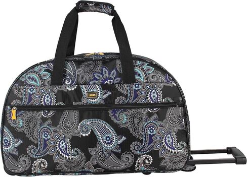 LUCAS Designer Carry On Luggage Collection - Lightweight Pattern 22 Inch Duffel Bag- Weekender Overnight Business Travel Suitcase with 2- Rolling Spinner Wheels (Paisley Peacock) in Saudi Arabia