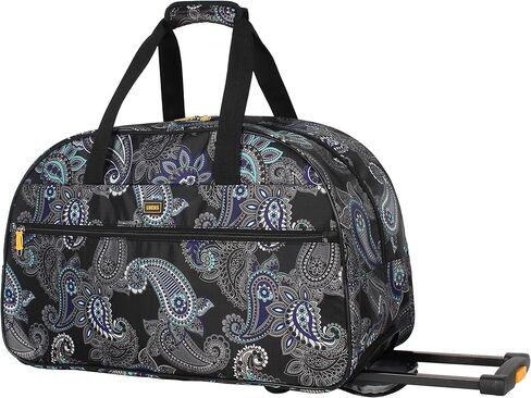 LUCAS Designer Carry On Luggage Collection - Lightweight Pattern 22 Inch Duffel Bag- Weekender Overnight Business Travel Suitcase with 2- Rolling Spinner Wheels (Paisley Peacock) in Saudi Arabia