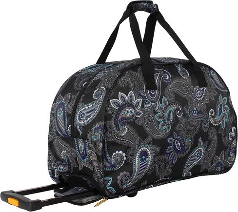 LUCAS Designer Carry On Luggage Collection - Lightweight Pattern 22 Inch Duffel Bag- Weekender Overnight Business Travel Suitcase with 2- Rolling Spinner Wheels (Paisley Peacock) in Saudi Arabia