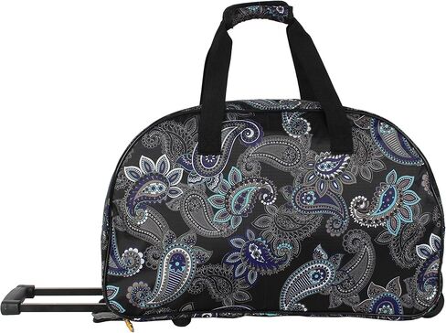 LUCAS Designer Carry On Luggage Collection - Lightweight Pattern 22 Inch Duffel Bag- Weekender Overnight Business Travel Suitcase with 2- Rolling Spinner Wheels (Paisley Peacock) in Saudi Arabia