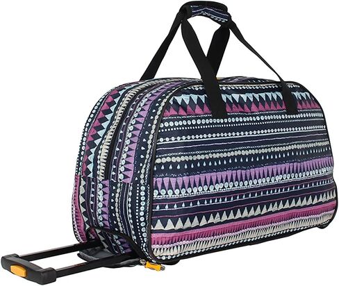LUCAS Designer Carry On Luggage Collection - Lightweight Pattern 22 Inch Duffel Bag- Weekender Overnight Business Travel Suitcase with 2- Rolling Spinner Wheels (Paisley Peacock) in Saudi Arabia