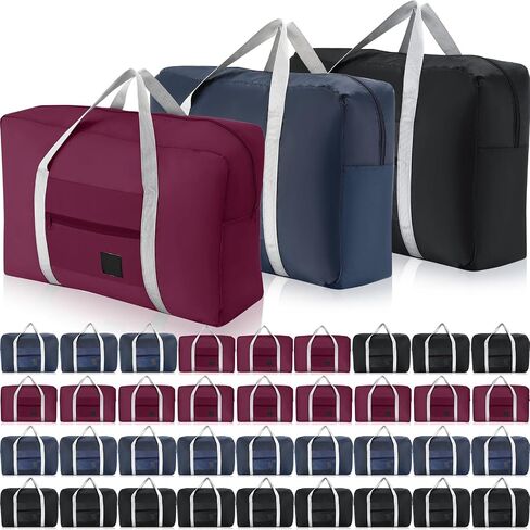 Sweetude 36 Pcs Foldable Travel Duffel Bag Carry Luggage Bag with Trolley Sleeve, Waterproof Overnight Bag Lightweight Weekender Bag for Sport, Gym, Vacation, Bulk Bags for Homeless in Saudi Arabia