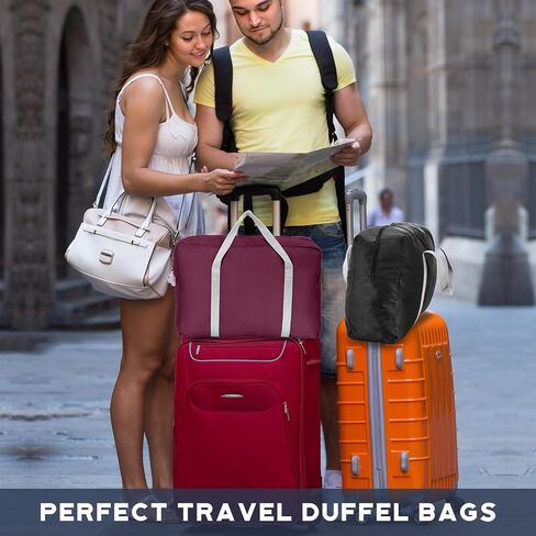 Sweetude 36 Pcs Foldable Travel Duffel Bag Carry Luggage Bag with Trolley Sleeve, Waterproof Overnight Bag Lightweight Weekender Bag for Sport, Gym, Vacation, Bulk Bags for Homeless in Saudi Arabia