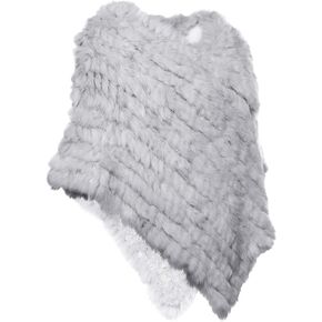 HEIZZI Knitted Genuine Rabbit Fur Poncho Pullover