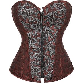 ohyeahlady Lace Up Corset Top for Women 12 Boned Overbust Corset Shapewear Lingerie Plus Size Bustier Tops