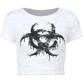 Goth Crop Top Punk Shirt Y2K Alt Emo Aesthetic for Women or Teen Girls