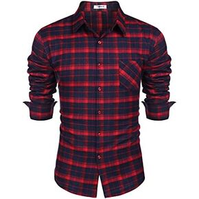 Tinkwell Men's Button Down Regular fit Long Sleeve Plaid Casual Shirt in Saudi Arabia