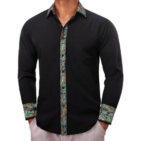 قميص رجالي من YOHOWA بأكمام طويلة بلون موحد وياقة قابلة للتمدد وجيب قابل للتمدد وحفلات العمل وخالي من التجاعيد in Kuwait