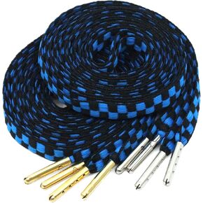 YJRVFINE 2 Pair 1/3" Wide Metal Tip Flat Colorful Checkered Shoelaces in Kuwait