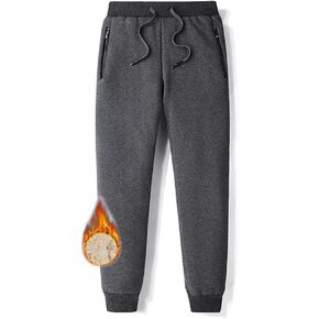 Aprsfn Men's Winter Thick Berber Fleece Sherpa Lined Active Sweatpants Brushed Jogger Pants