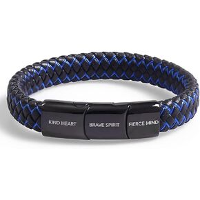 BHEGVEN Premium Genuine Leather Bracelet for Men in Black | Stainless Steel Clasp in Black, Silver | Exclusive Jewellery Box | Great Gift Idea in Saudi Arabia